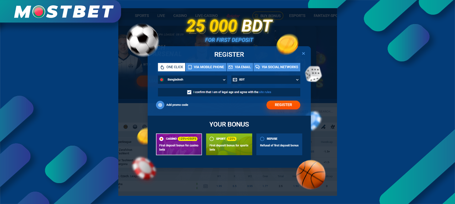 Welcom bonus available for new customers at Mostbet Bangladesh