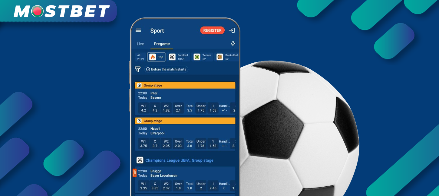 Online sports betting options available at Mostbet application Bangladesh