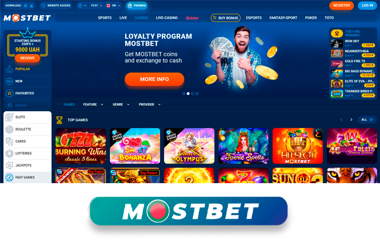 Try happiness in Mostbet Casino via website or application, just register to start the game.