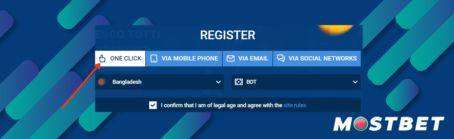 Mostbet অ্যাকাউন্ট তৈরি করার সবচেয়ে সহজ উপায় হল এক ক্লিকে নিবন্ধন করা